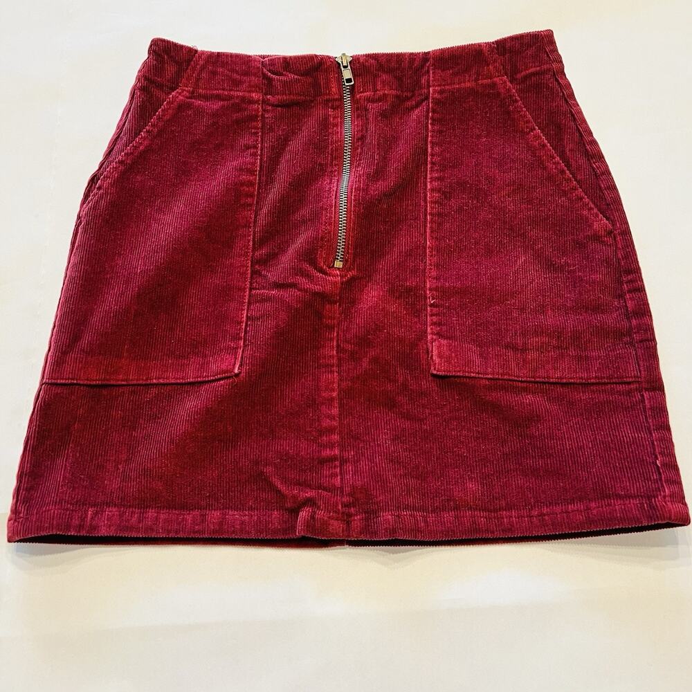 Wild Fable Mini Skirt Women’s Size 4 Corduroy Dark Red Zipper (A0126)